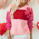  Emi Striped Sleeve Textured Top