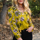 Yellow Medium Emilena Long Sleeve Blouse Long Sleeve Top
