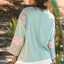  Emilia Plaid Floral Peace Heart Long Sleeve Top