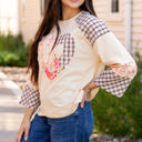  Emilia Plaid Floral Peace Heart Long Sleeve Top