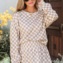  Emily Checkered Long Sleeve High Waist Skort 2pcs Set