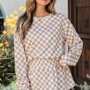  Emily Checkered Long Sleeve High Waist Skort 2pcs Set