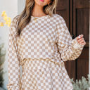  Emily Checkered Long Sleeve High Waist Skort 2pcs Set