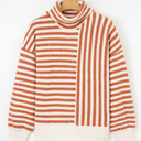 Orange Stripe Medium Emily Cowl Drop Shoulder Sweater