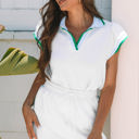  Emily Edge Cap Sleeve Collared Top 2 Piece Skirt Set