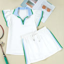  Emily Edge Cap Sleeve Collared Top 2 Piece Skirt Set