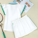  Emily Edge Cap Sleeve Collared Top 2 Piece Skirt Set
