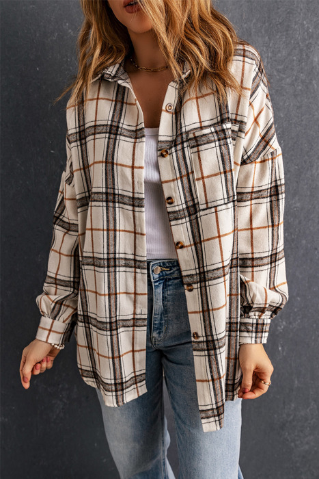 Emily Oversized Plaid Pattern Plus Shacket