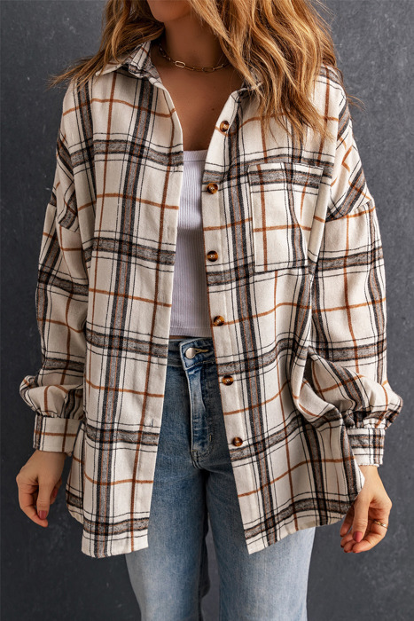 Emily Oversized Plaid Pattern Plus Shacket