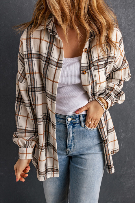 Emily Oversized Plaid Pattern Plus Shacket