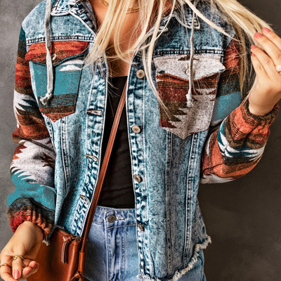 Emily Print Frayed Hem Jacket