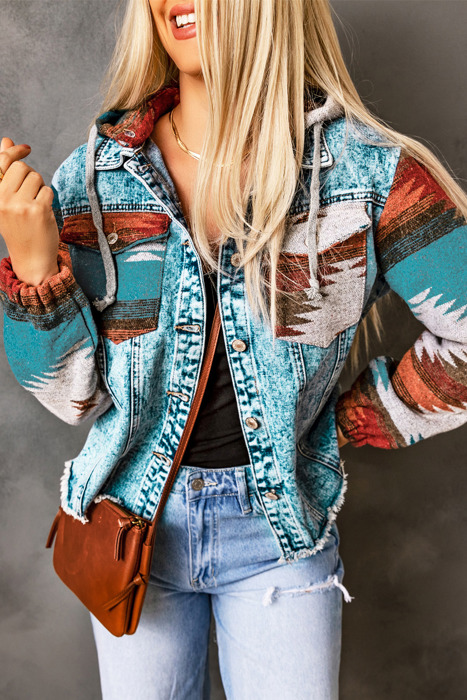 Emily Print Frayed Hem Jacket
