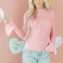 Gossamer Pink XL Emily Sleeve Mock Fitted Top