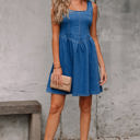  Emily Square Neck Bowknot A-line Denim Dress