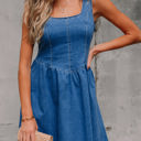  Emily Square Neck Bowknot A-line Denim Dress