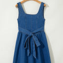  Emily Square Neck Bowknot A-line Denim Dress