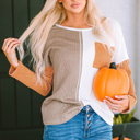 Orange Large Emily Textured Knit top Long Sleeve Top