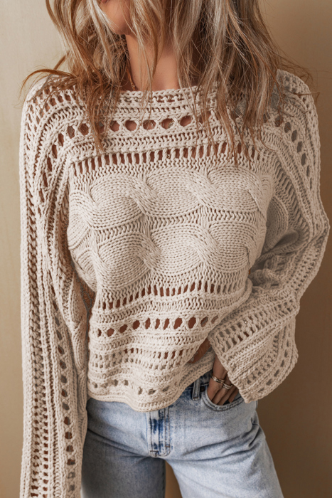 Emma Cable Knit Cropped Sweater
