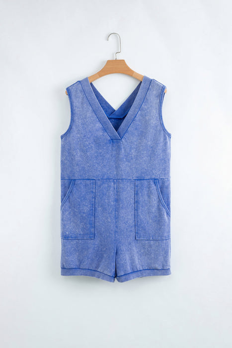 Emma Mineral Wash Pocketed Sleeveless Loose Romper