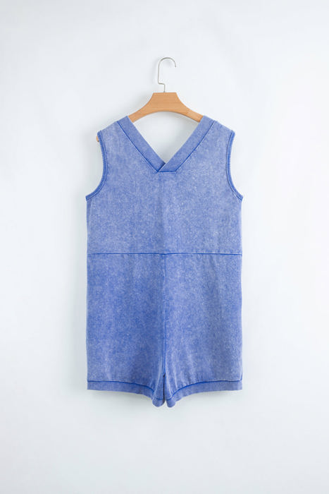 Emma Mineral Wash Pocketed Sleeveless Loose Romper