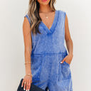 Sky Blue XL Emma Mineral Wash Pocketed Sleeveless Loose Romper