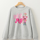 Gray XL Emma Nutcracker Print Christmas Sweatshirt