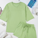  Emmeline Loose V Neck Half Sleeve Tee and Shorts