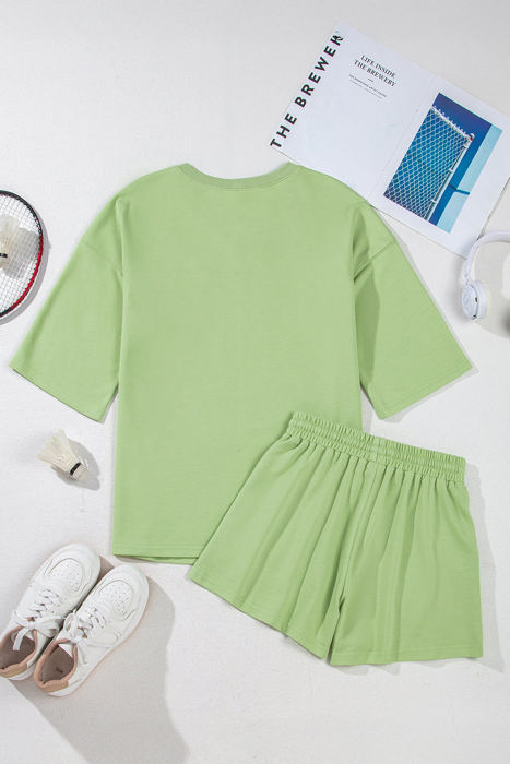 Emmeline Loose V Neck Half Sleeve Tee and Shorts