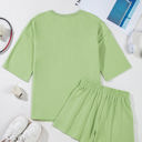  Emmeline Loose V Neck Half Sleeve Tee and Shorts