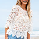  Emmie Bohemian Macrame Lace Crochet Half Sleeve Blouse