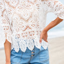  Emmie Bohemian Macrame Lace Crochet Half Sleeve Blouse