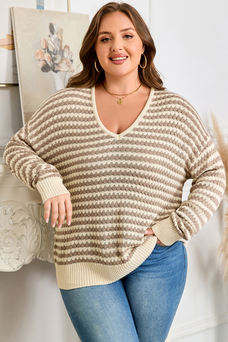 Emory Stripe Drop Shoulder PLUS Sweater