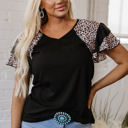 Emryn Leopard Ruffled Sleeve V Neck Top
