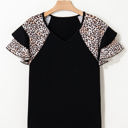  Emryn Leopard Ruffled Sleeve V Neck Top