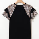  Emryn Leopard Ruffled Sleeve V Neck Top