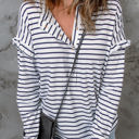  Emryn Striped Ruffled Buttoned Long Sleeve Top