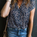  Ensley Buttoned V Neck Short Sleeve Blouse