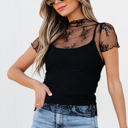  Ensley Sheer Mesh Short Sleeve Blouse