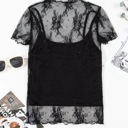  Ensley Sheer Mesh Short Sleeve Blouse