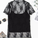  Ensley Sheer Mesh Short Sleeve Blouse