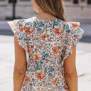  Erin Floral Shirred Ruffle Sleeve Blouse