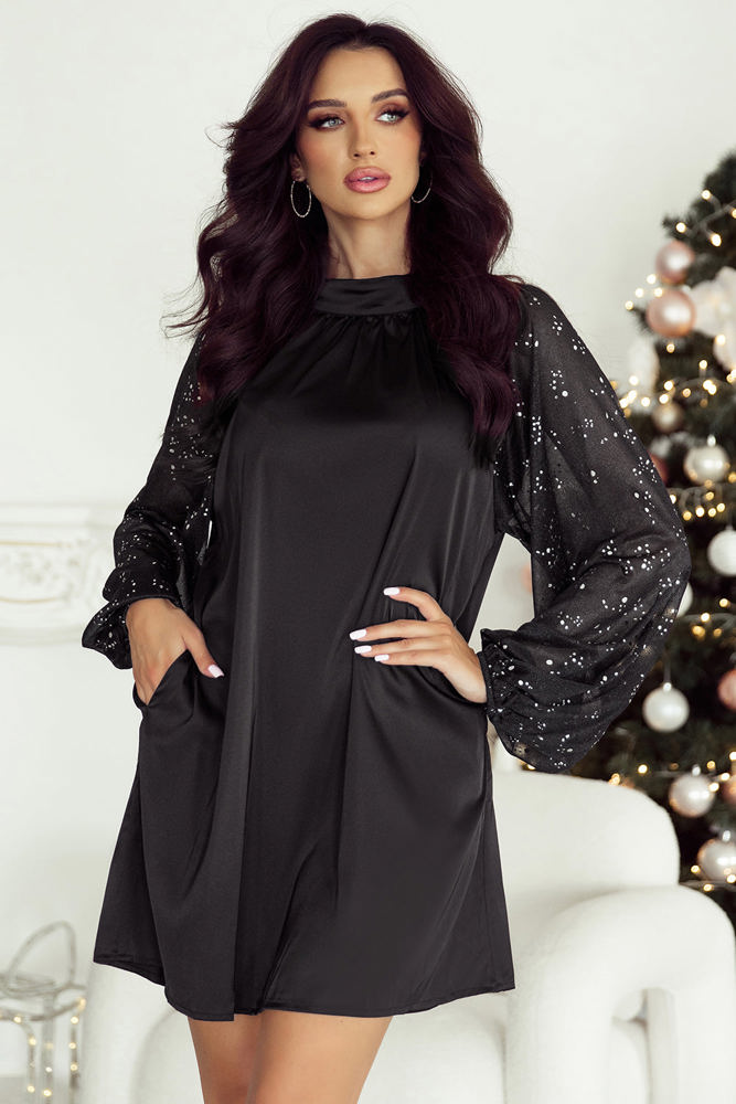 Esther Glittering Mesh Sleeve Dress