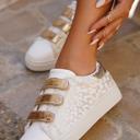 White Size 8 Esther Straps Pu Leather Sneakers
