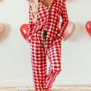 Fiery Red Small Estrella Christmas Plaid Print Shirt