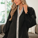  Estrella Flounce Sleeve Trim Blouse