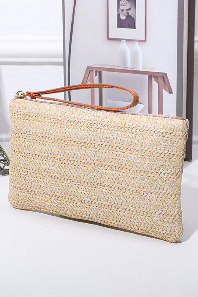 Estrella Straw Woven Wrist Strap Wristlet