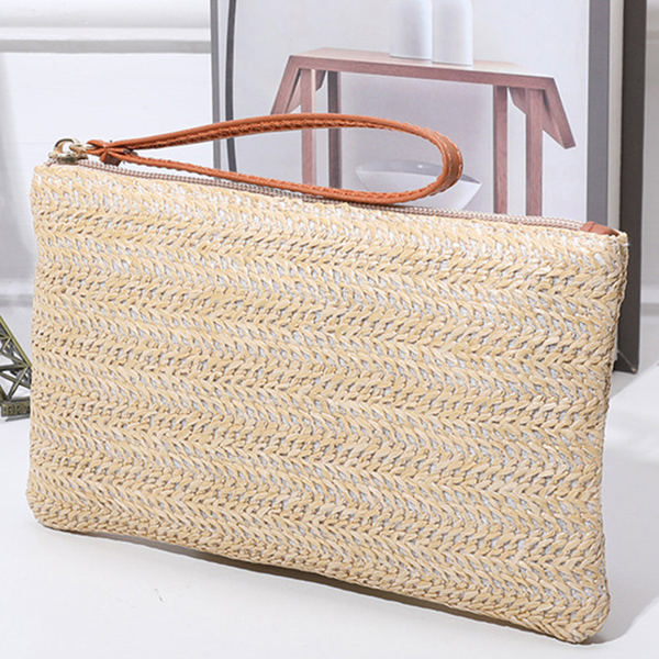 Estrella Straw Woven Wrist Strap Wristlet