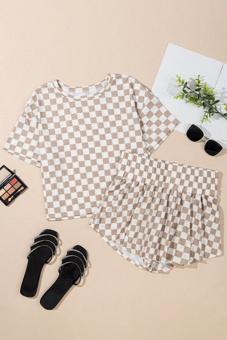 Etta Checkerboard Top and High Waist Skorts Outfit