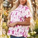  Etta Floral Frilled Collar Short Sleeve Blouse