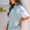  Etta Frayed Denim Star Patched Oversize Top